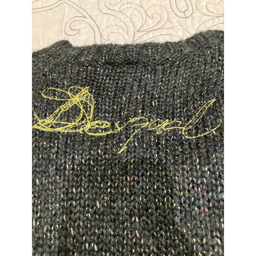 Desigual Women Gray Embroidered Floral Mohair Wool Sleeveless Sweater Dress S/M - Picture 5 of 11